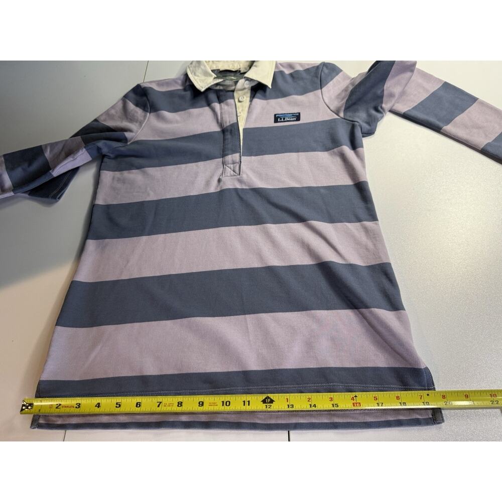 LL Bean Rugby Shirt Womens XS Long Sleeve Polo Striped Blue Purple Preppy NEW - Picture 8 of 12